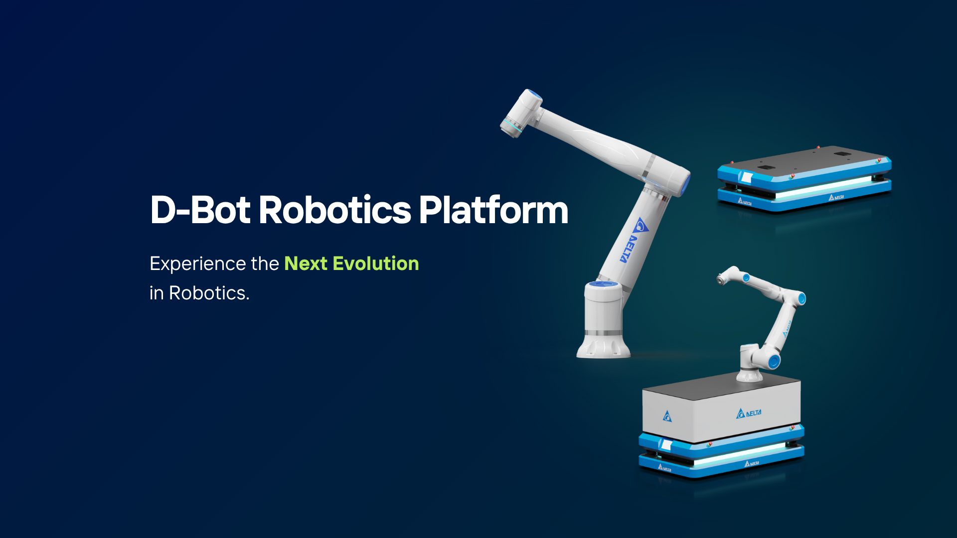 Delta D-Bot cobot designed for smart manufacturing and industrial automation, showcasing advanced robotic process automation capabilities in a factory automation setting.