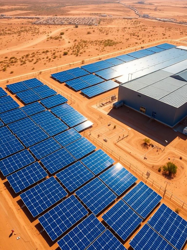 Solar panel array at a data center facility