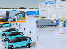 Display what fleet charging solution for fleet vehicles looks like with PV and ESS.